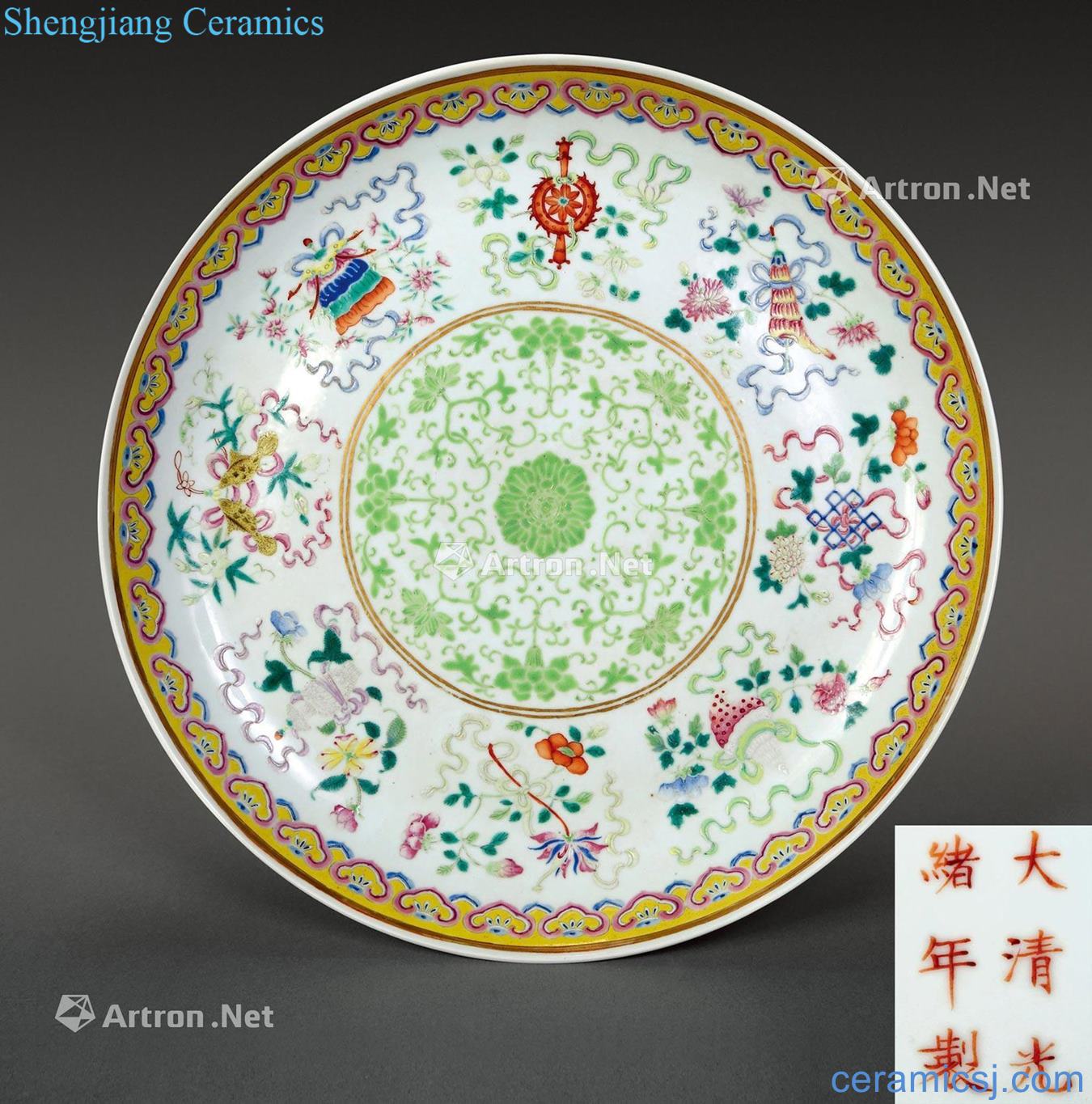 Pastel reign of qing emperor guangxu auspicious tray