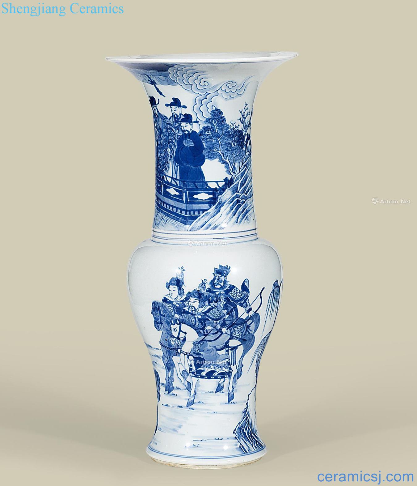The qing emperor kangxi figure PND tail-on and stories of blue and white