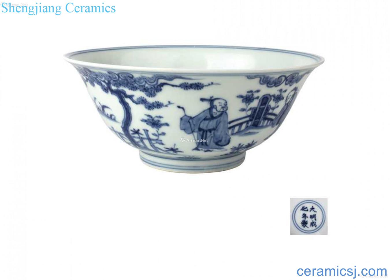 Stories of blue and white bowl