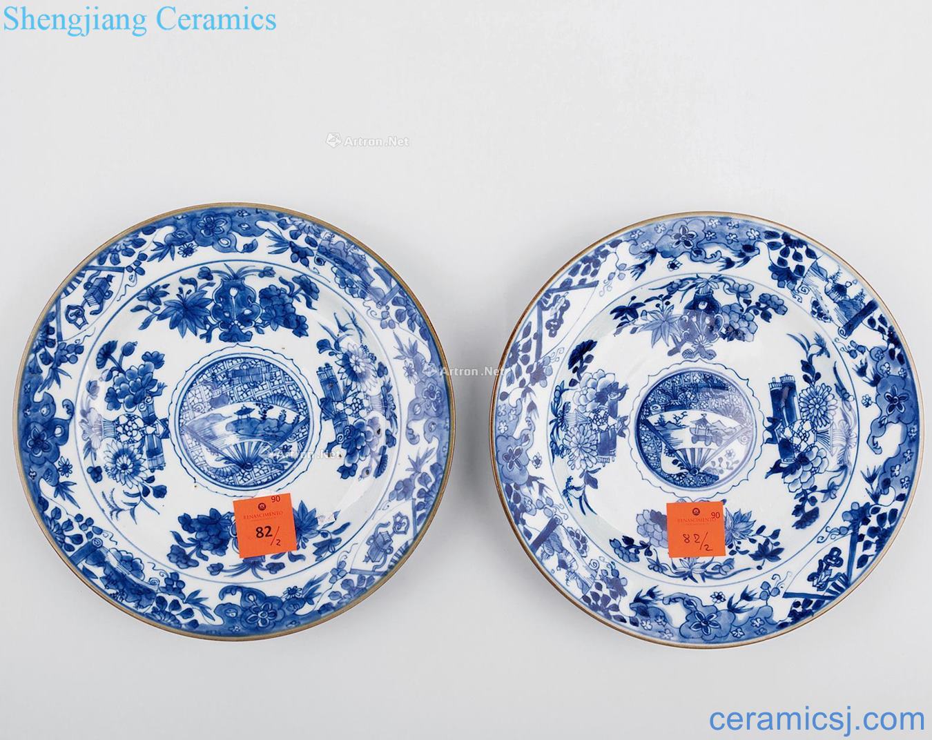 The qing emperor kangxi Blue and white antique figure plate (a)