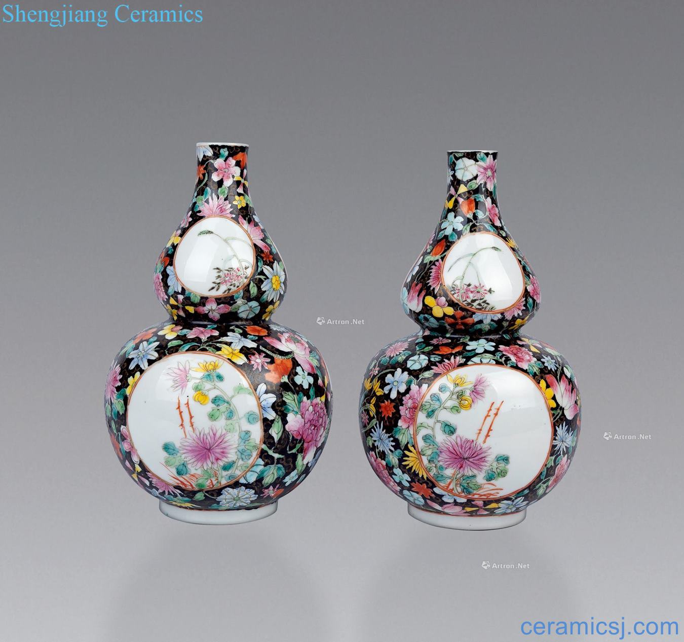 Pastel reign of qing emperor guangxu medallion flower bottle gourd (a)