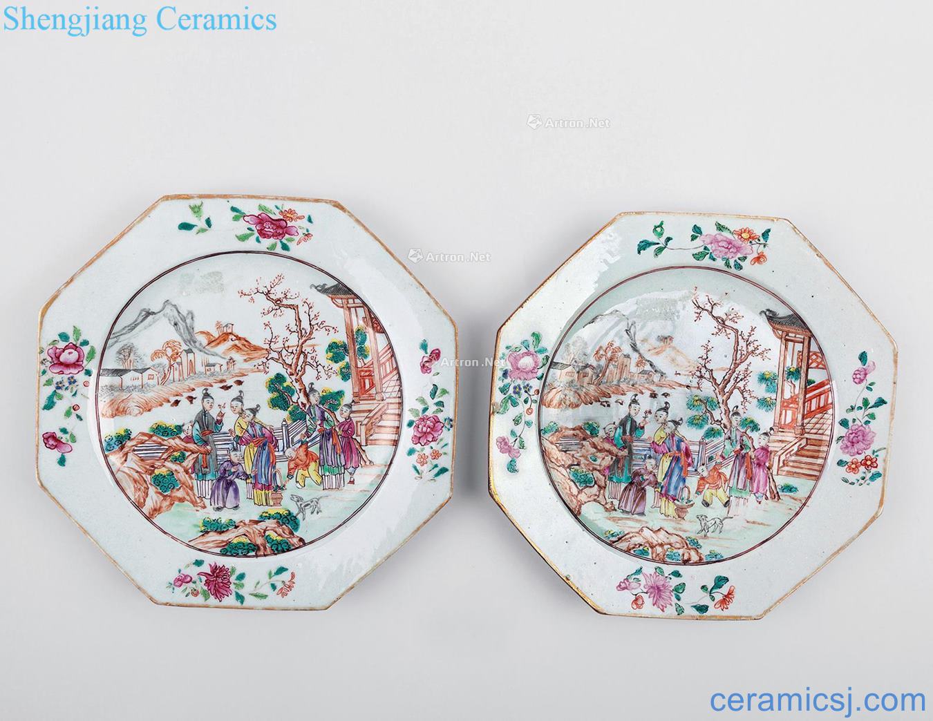 Qing yongzheng pastel figure eight side plate (a)