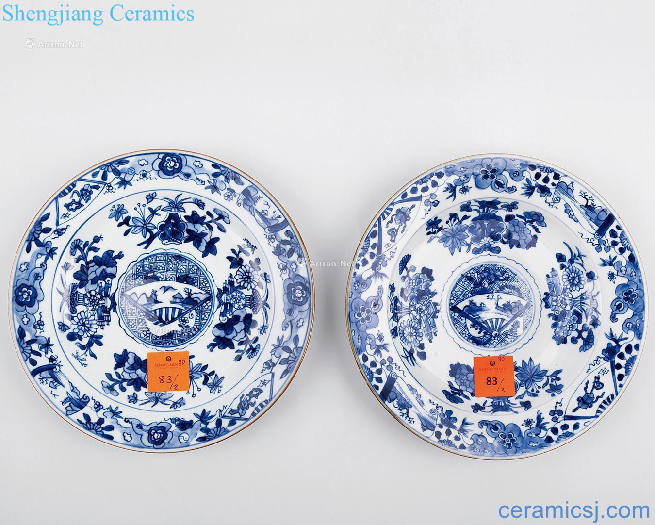 The qing emperor kangxi Blue and white antique figure plate (a)