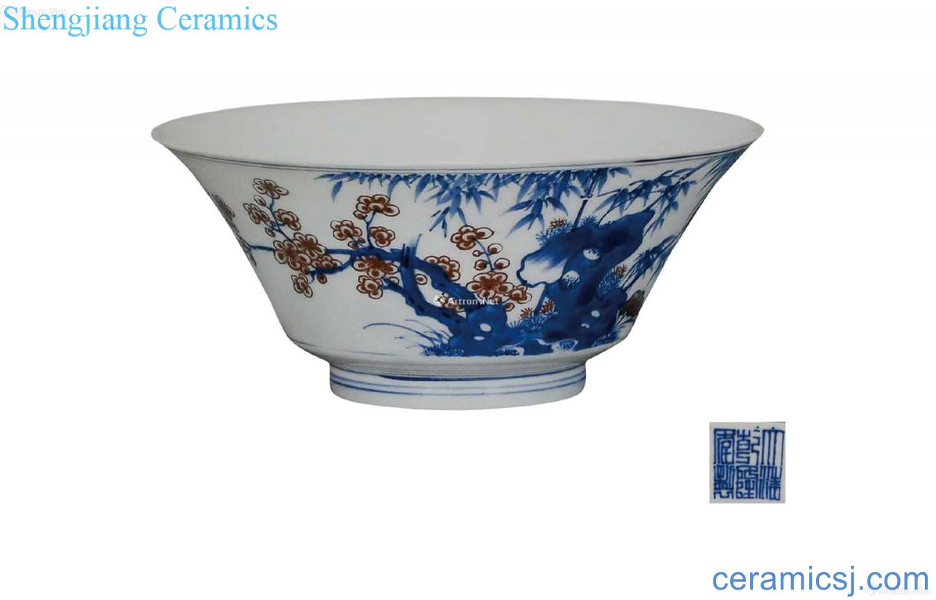 Blue and white youligong, poetic prose bowl