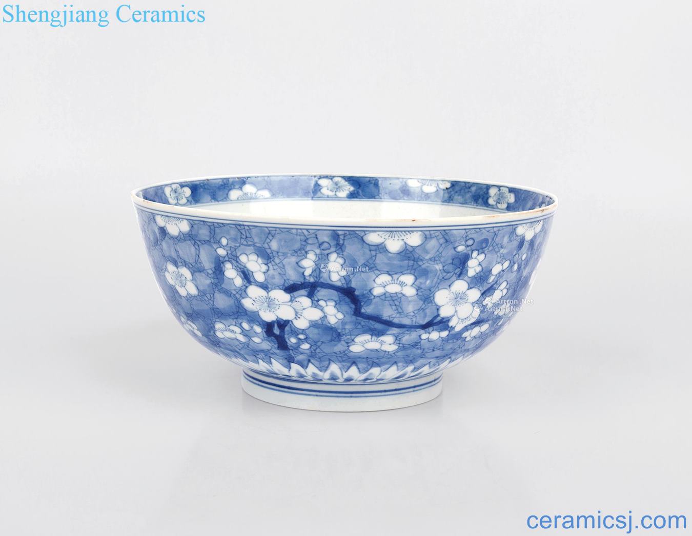 The qing emperor kangxi Blue and white ice MeiWen large bowl