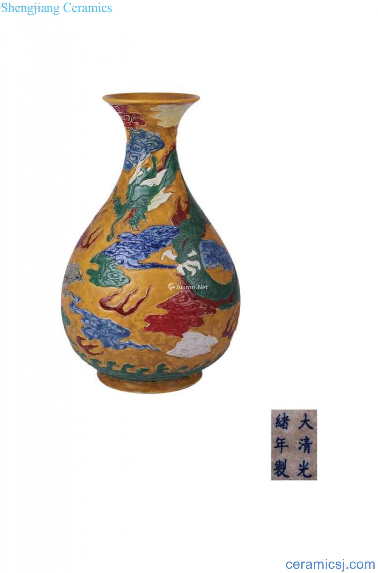 YunLongWen yellow glaze okho spring bottle