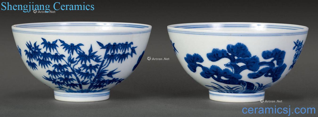 qing Blue and white shochiku MeiWen bowl (2)