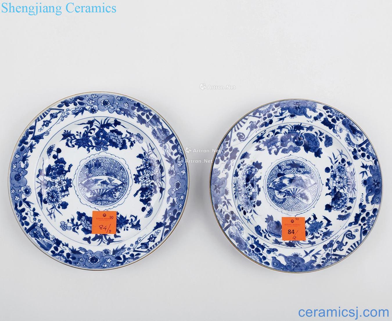 The qing emperor kangxi Blue and white antique figure plate (a)