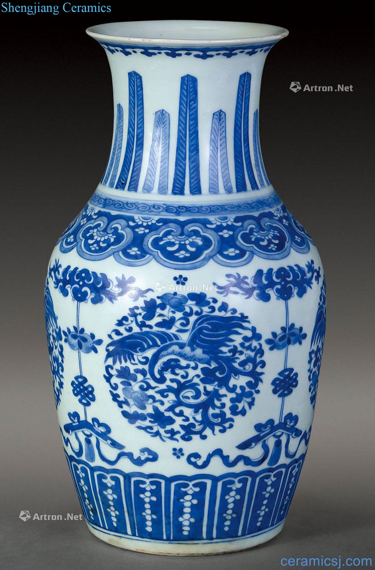 Qing dynasty blue and white chicken bottle