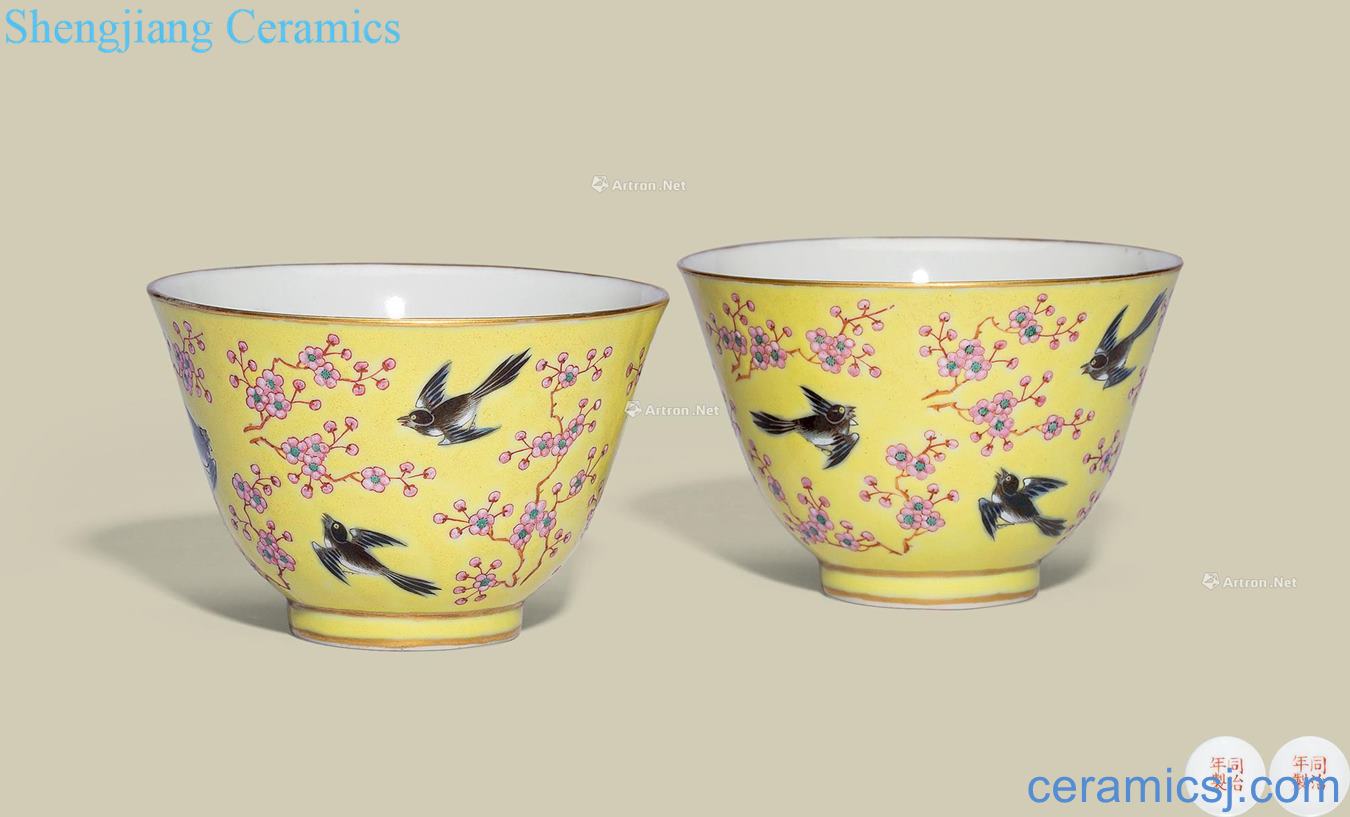 dajing Yellow powder enamel cup (a)