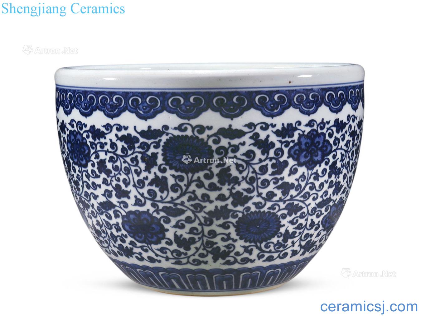 qing Blue and white lotus flower grain volume cylinder