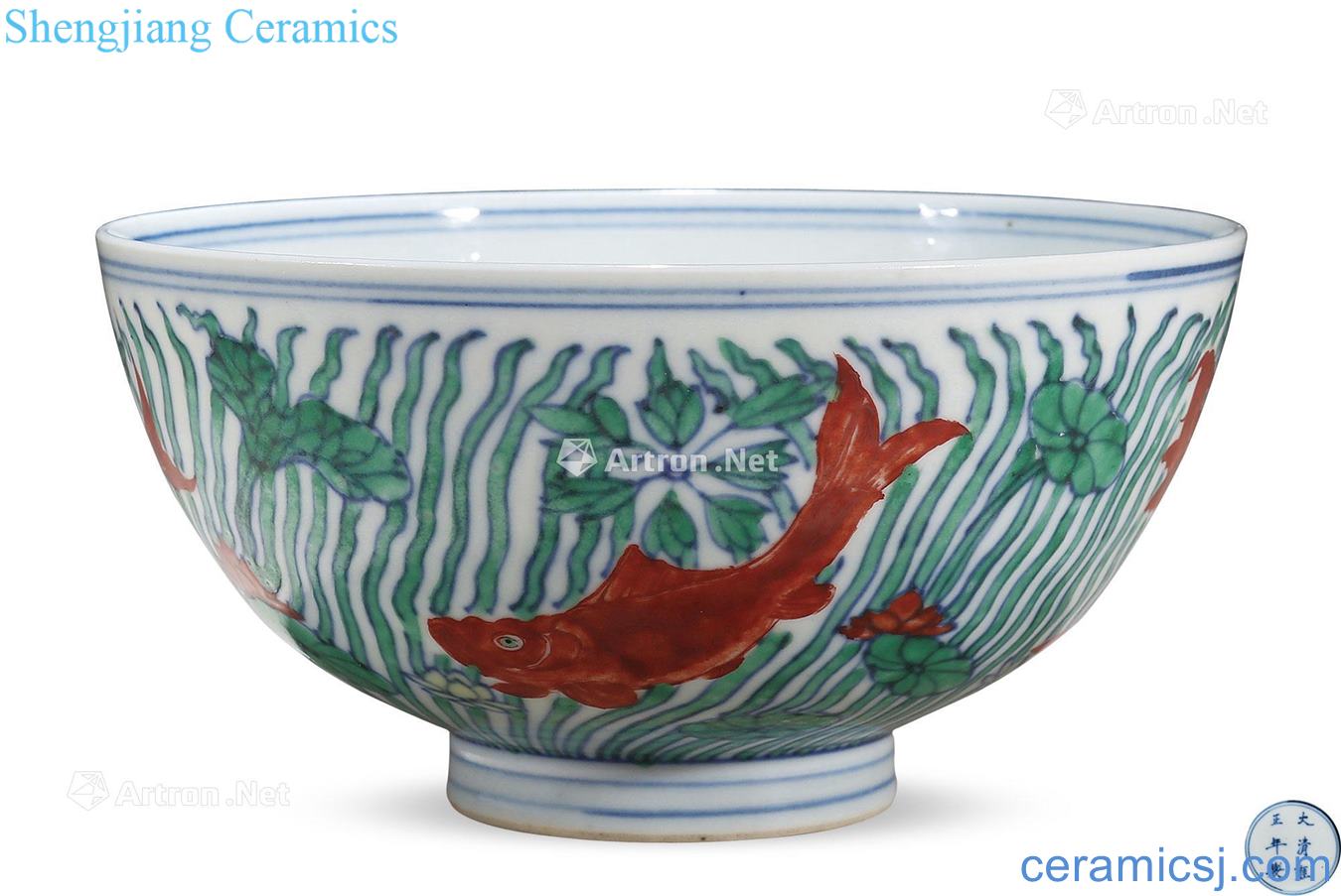 Qing yongzheng bucket color fish algae green-splashed bowls