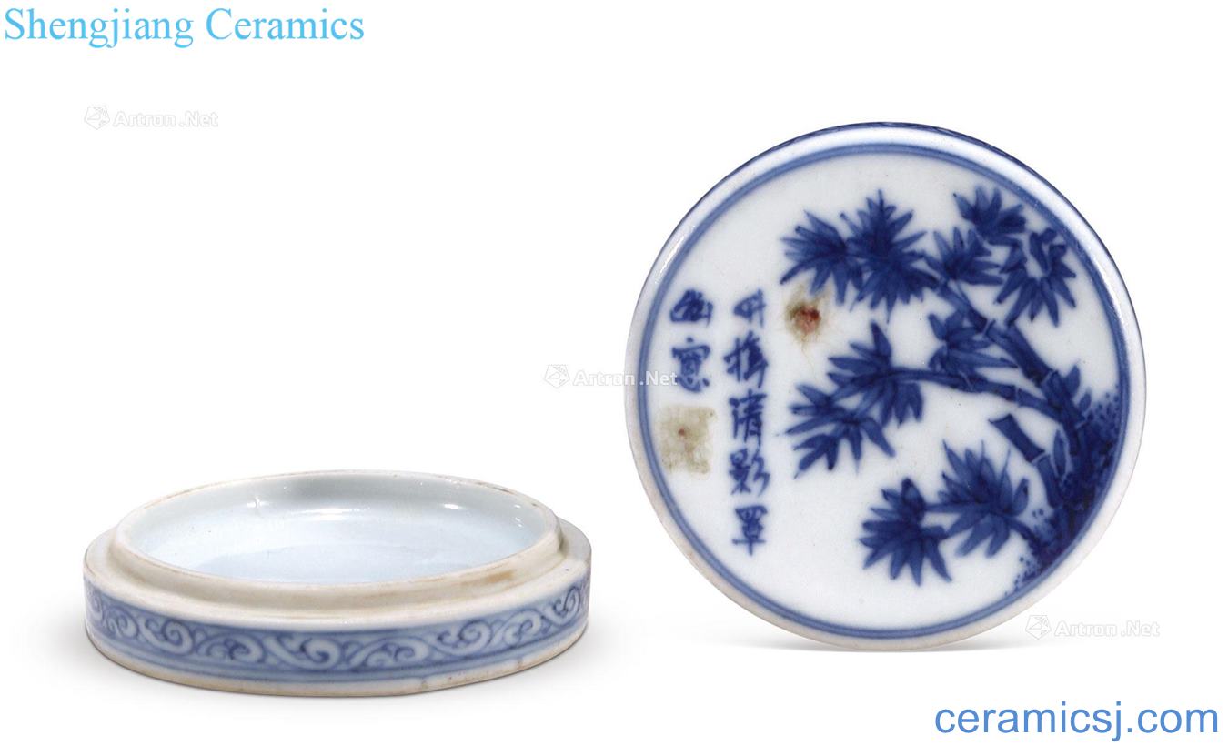 In late qing dynasty Blue and white youligong bamboo wen acknowledged printed box