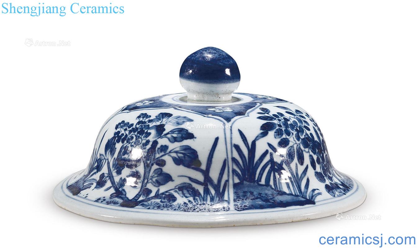 The qing dynasty blue and white flower grain cover