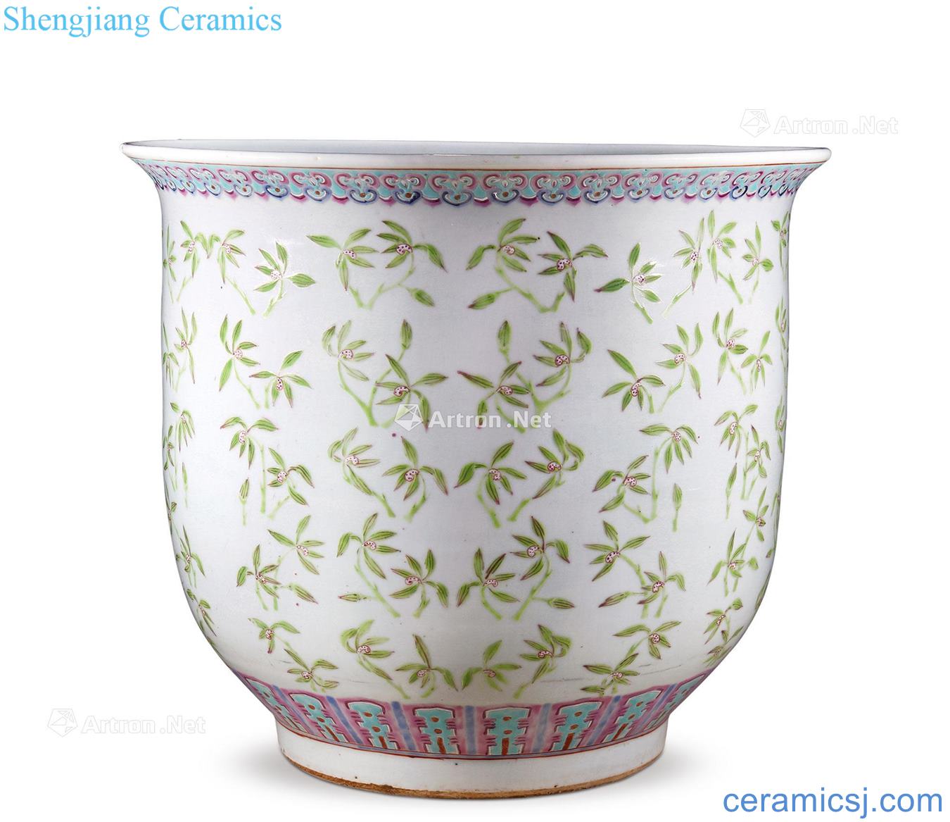 Qing guangxu pastel flowers flower pot