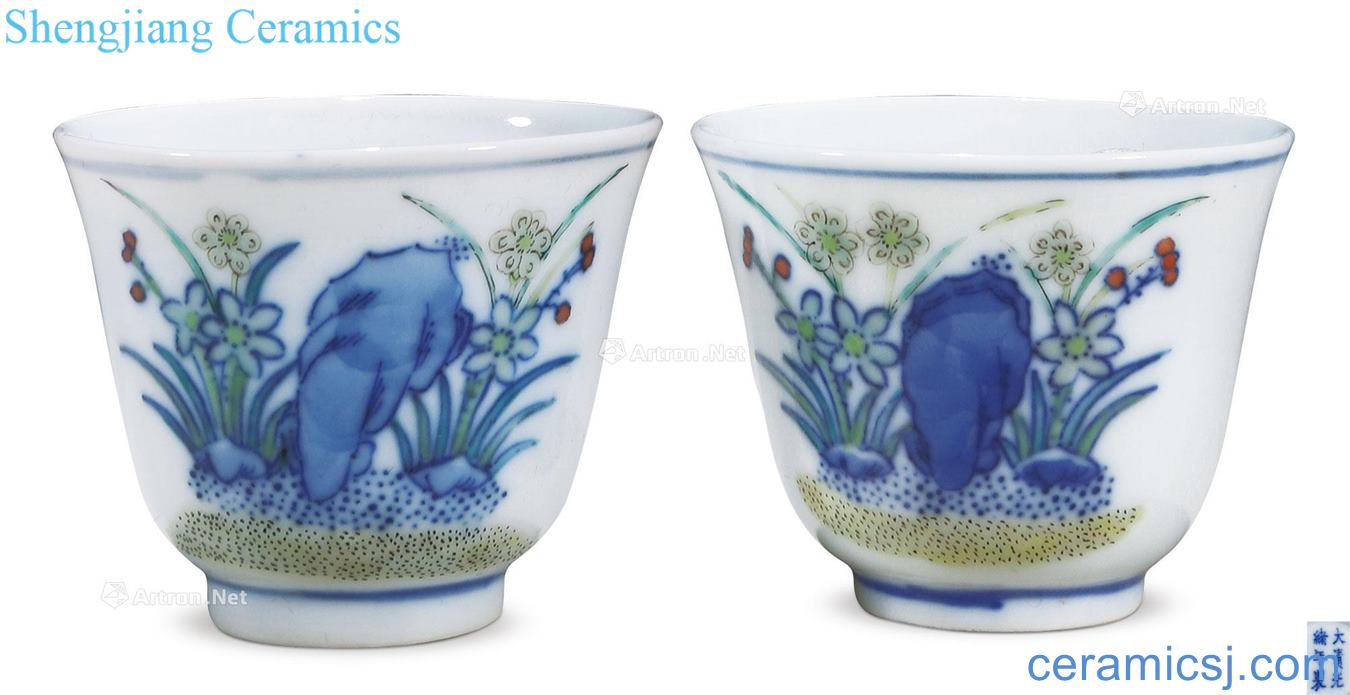 Qing guangxu Blue and white orchid cup (a)