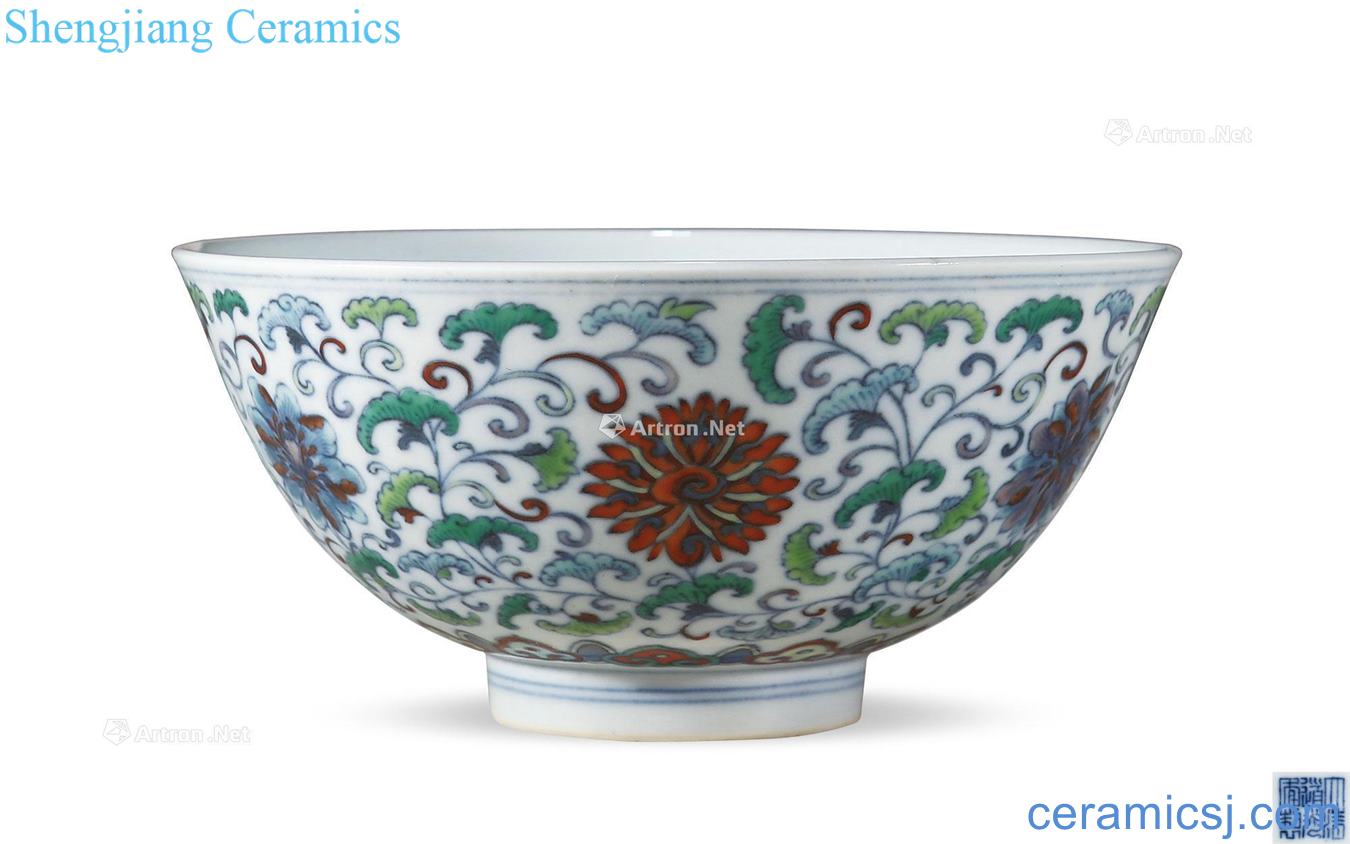Qing daoguang Bucket color passionflower green-splashed bowls