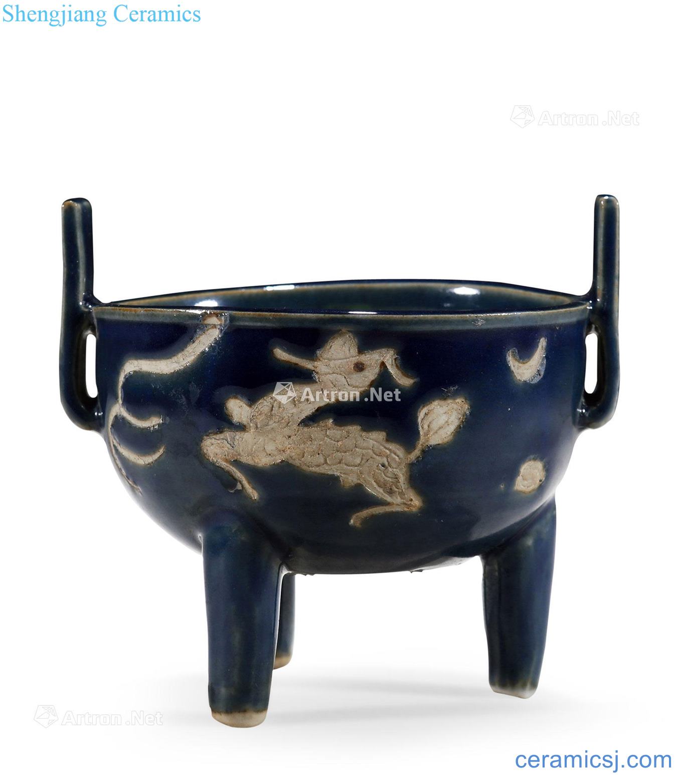 Ming Blue glaze flint red rhinoceros full moon furnace