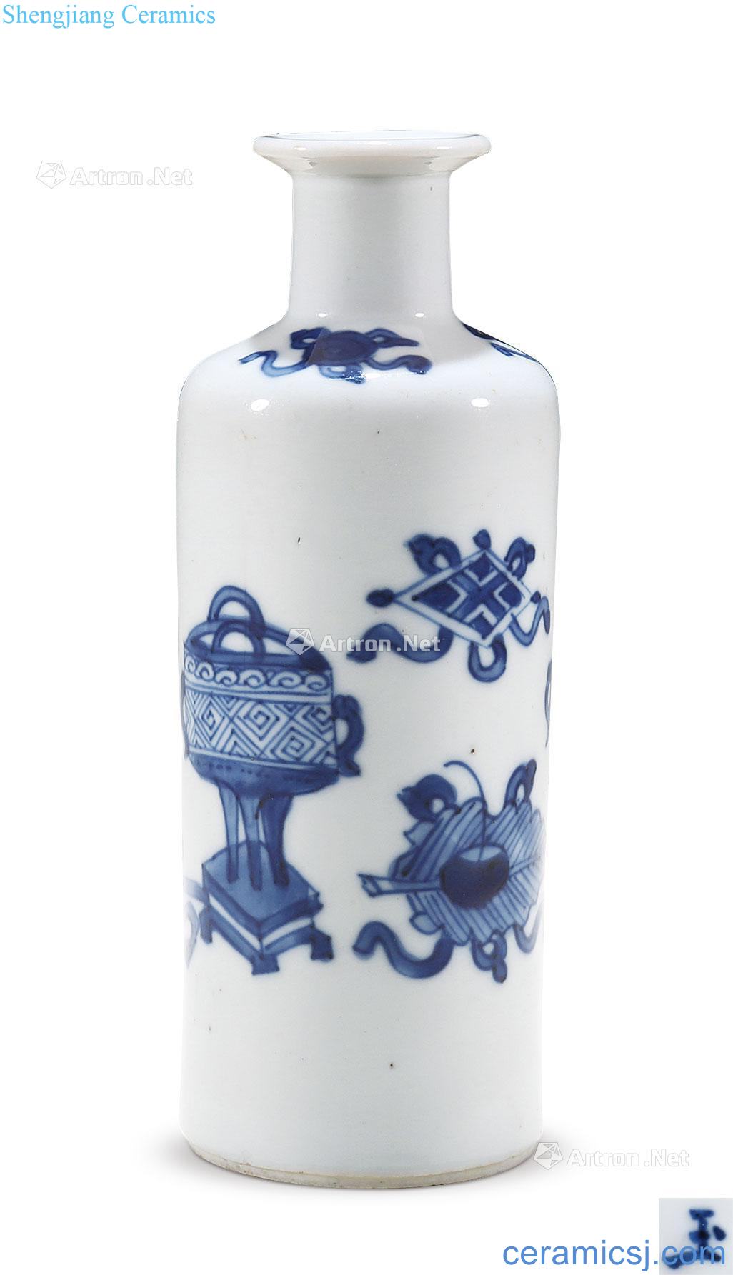 The qing emperor kangxi Blue and white antique small wooden stick