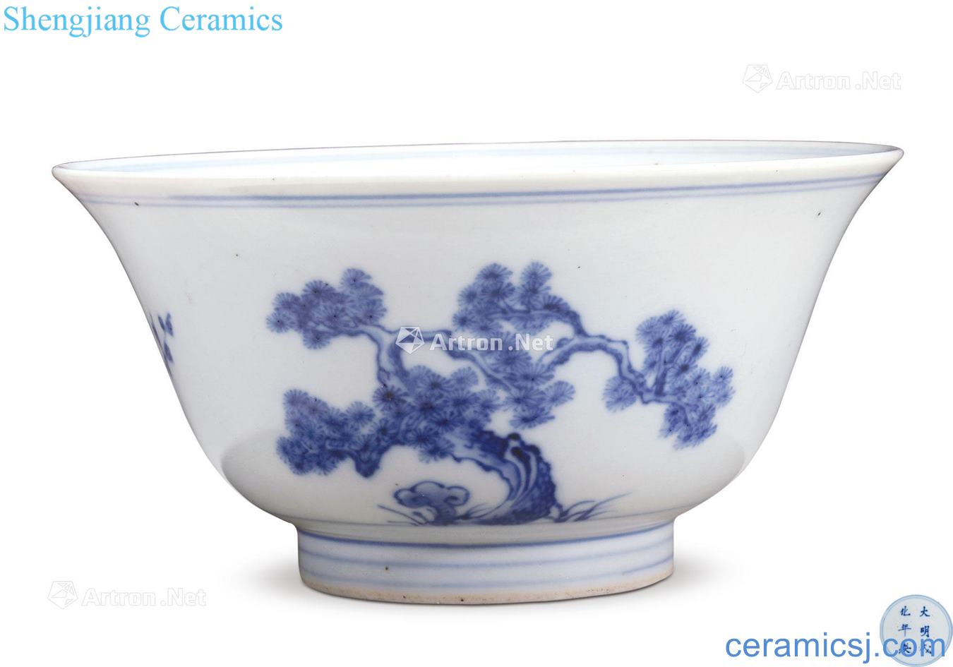Qing yongzheng Blue and white, poetic lines bowl