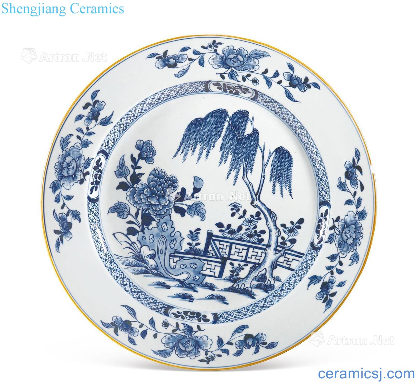 Qing qianlong Blue and white flower Shi Dapan hole