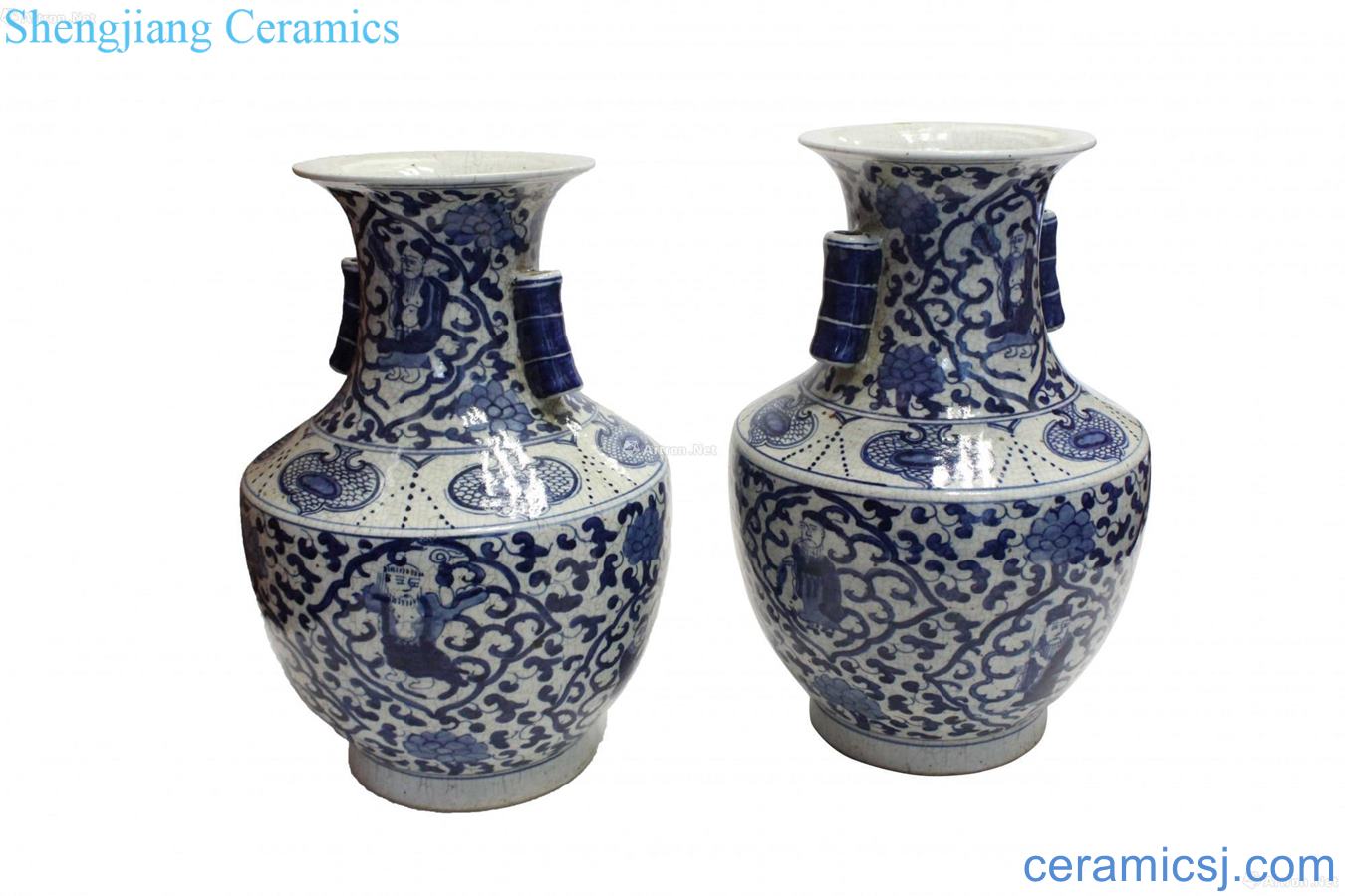 Blue and white vase with a penetration