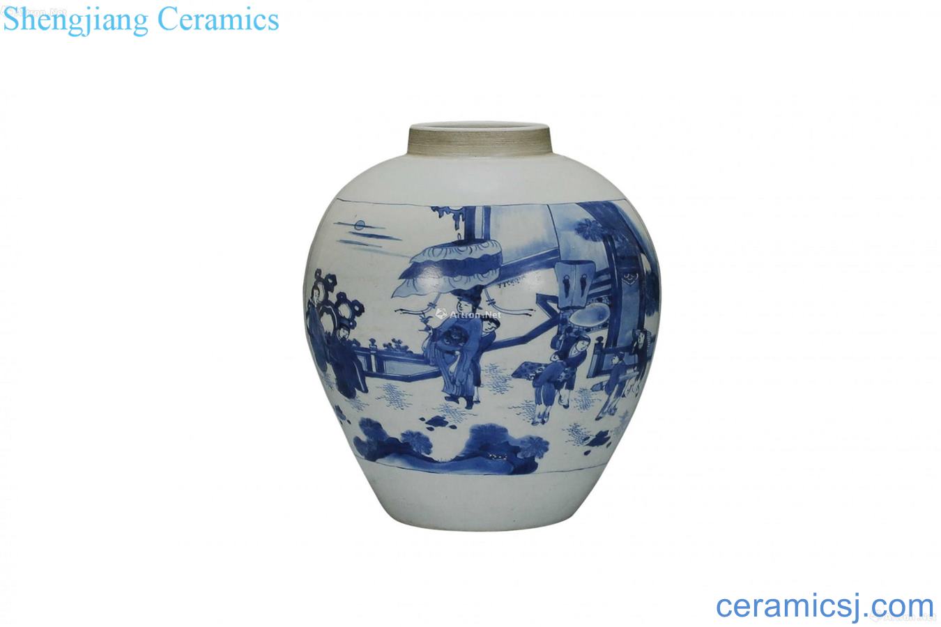 Blue and white figure tank promotion promotion