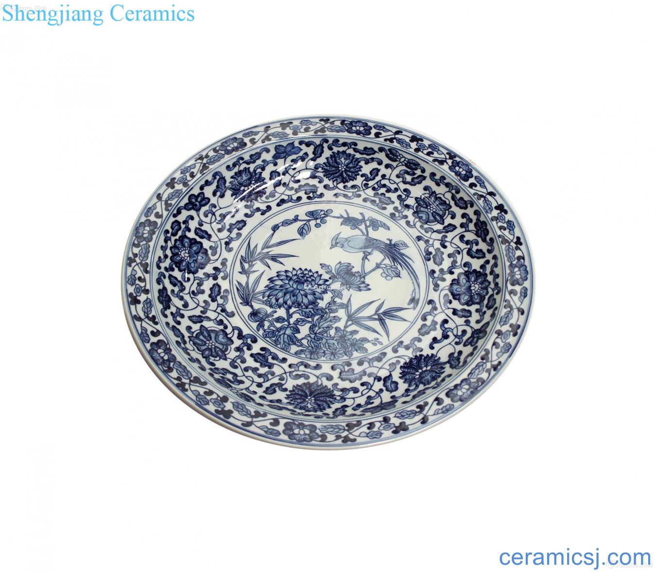 Blue and white flower colors branches grain wealth longevity points