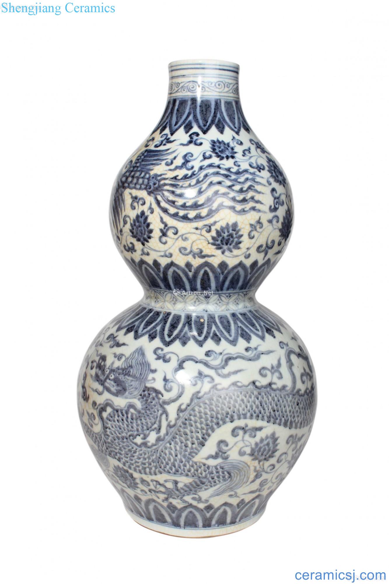 Blue and white longfeng grain bottle gourd