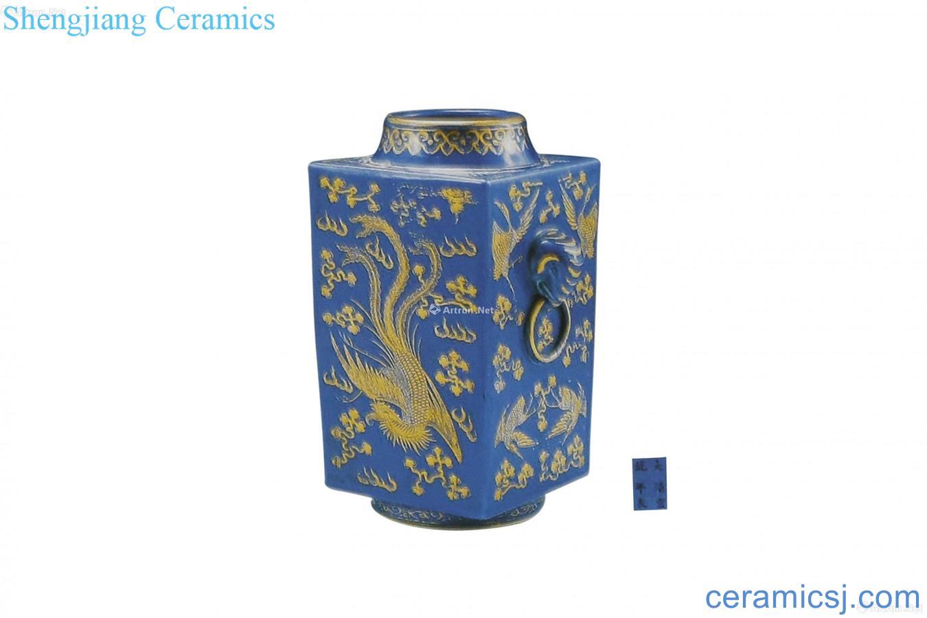 Ji blue glaze colour longfeng James t. c. na was published lines like ear square bottles