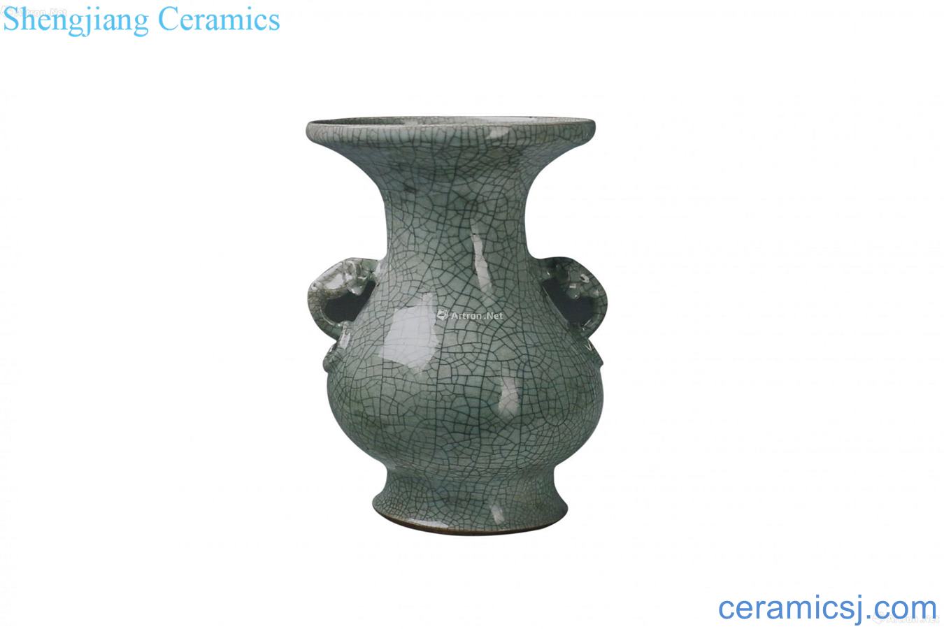Imitation glaze vase with a double beast