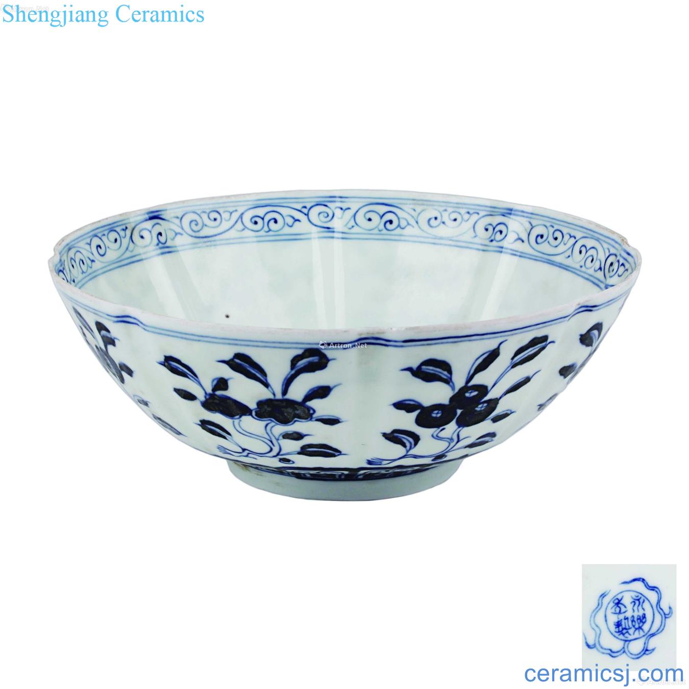 Blue and white flower sunflower mouth bowl