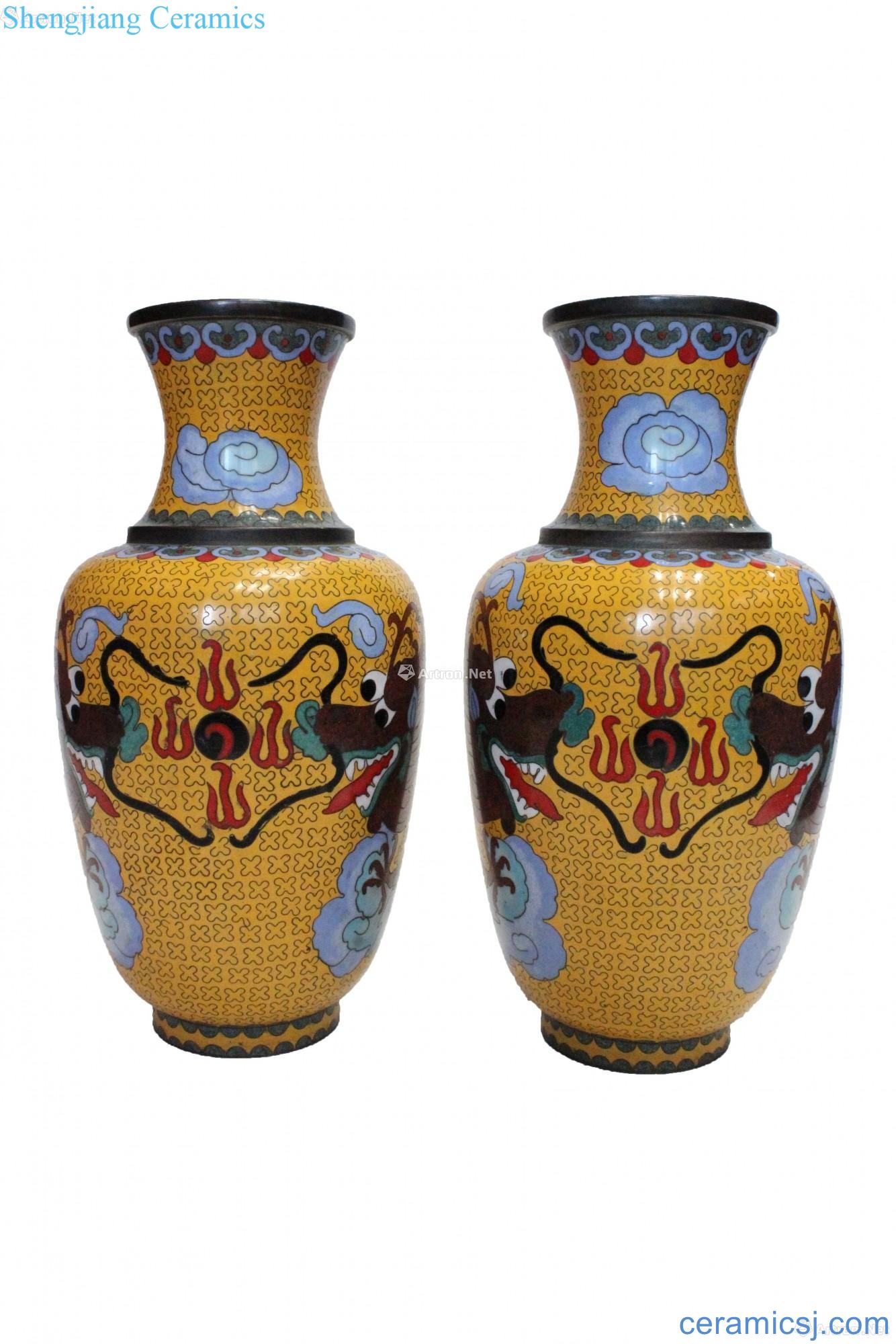 Copper padding cloisonne enamel dragon grain bottle