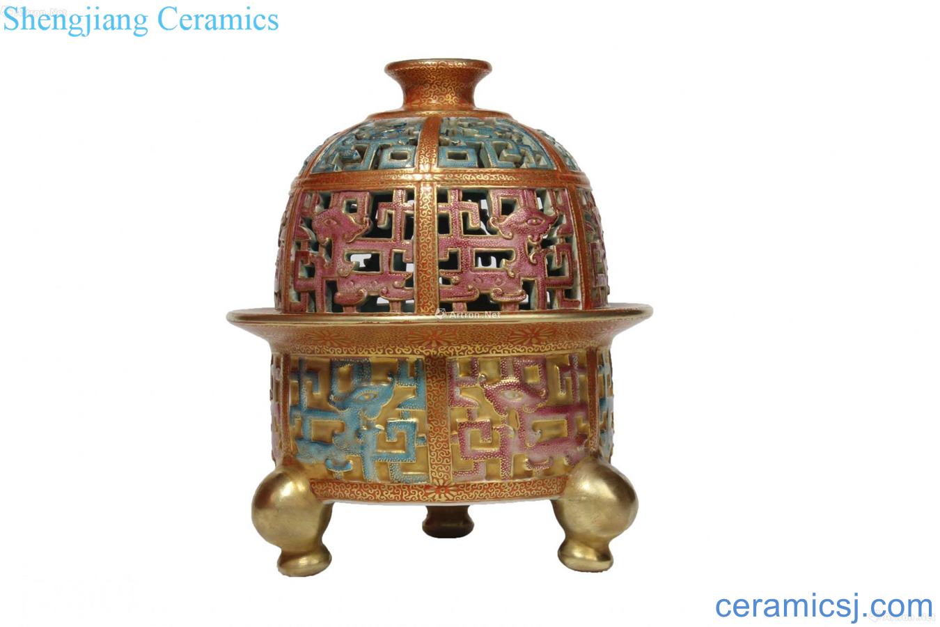 Colored enamel paint dragon grain hollow out cracking aroma stove