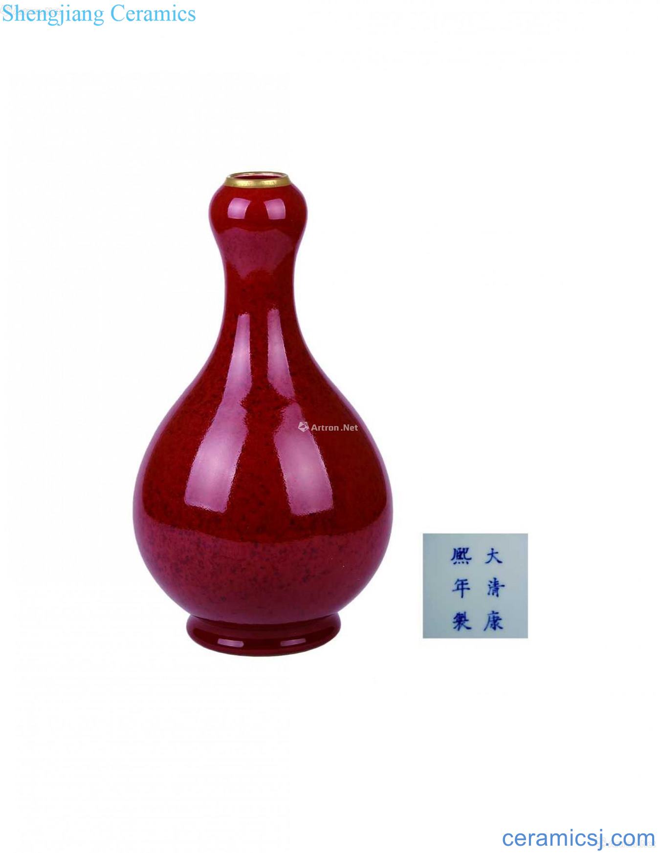 Ruby red glaze bottle of garlic