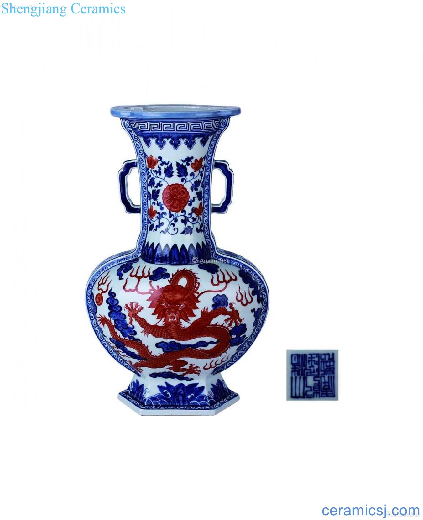 Blue vitriol red colour YunLongWen ears haitang mouth bottle