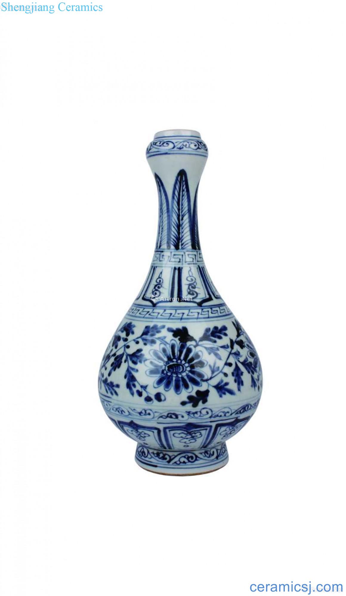 Blue and white flower grain bottle of garlic