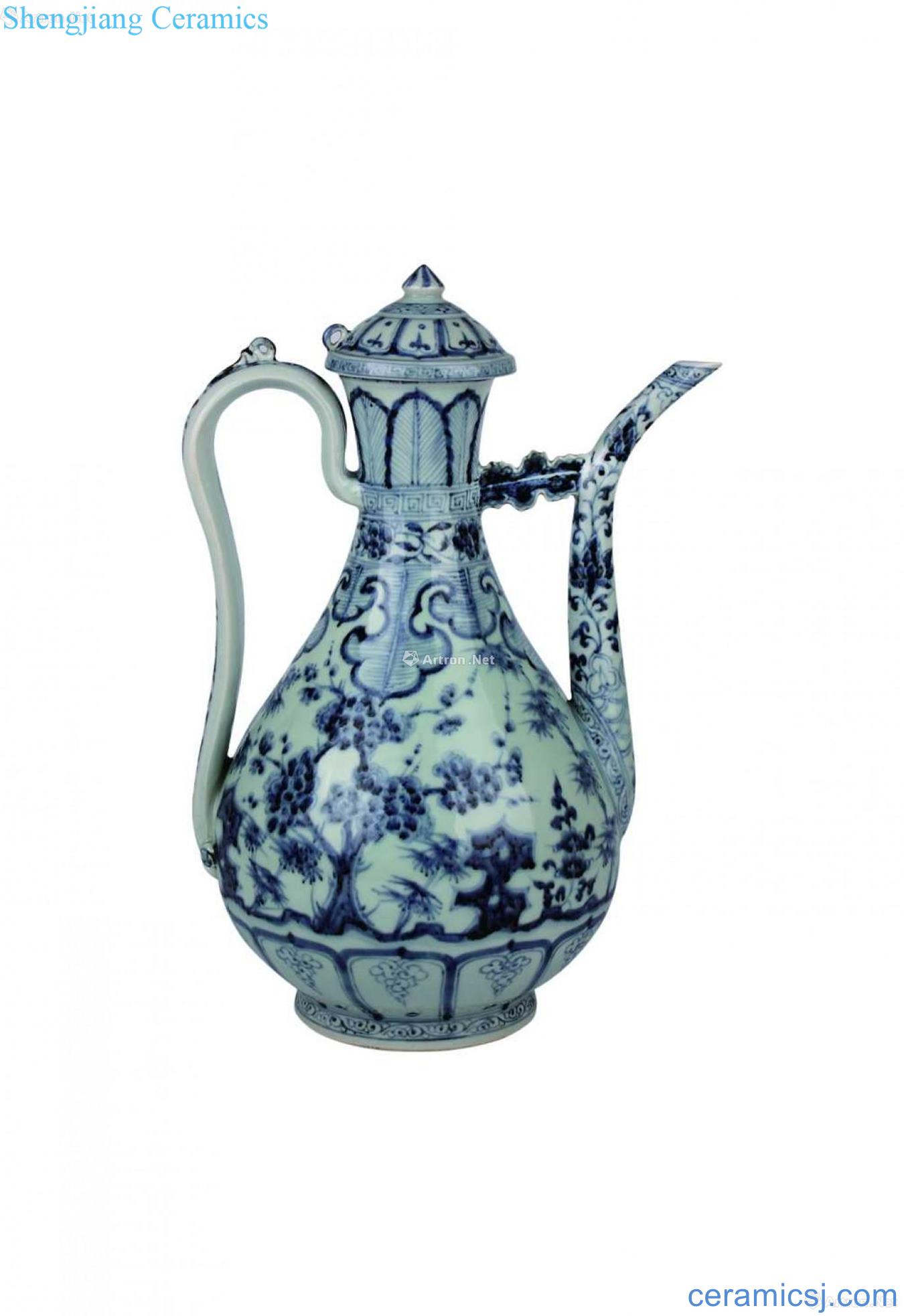 Blue and white, poetic ewer