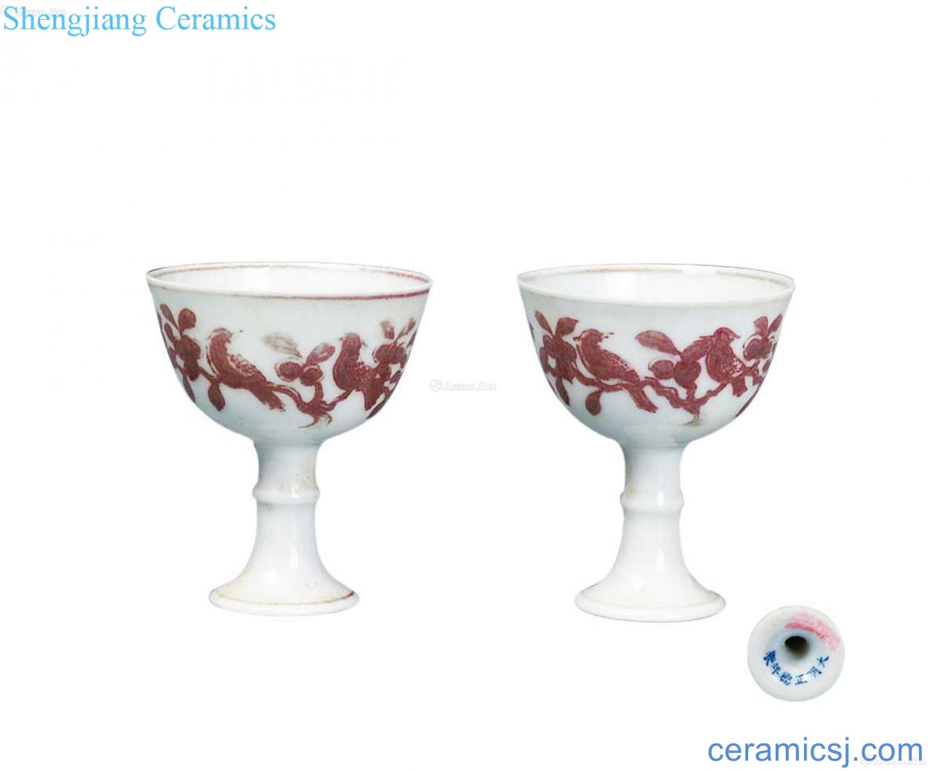 Youligong flower-and-bird footed cup