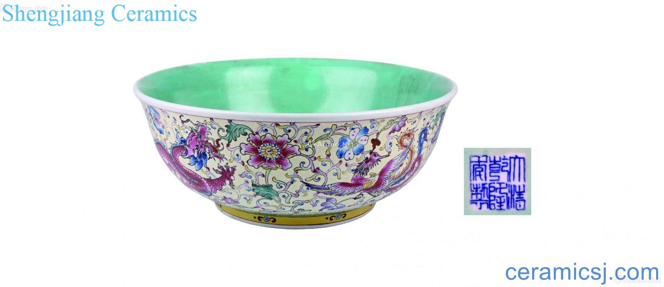 Cream-colored, pastel longfeng grain large bowl