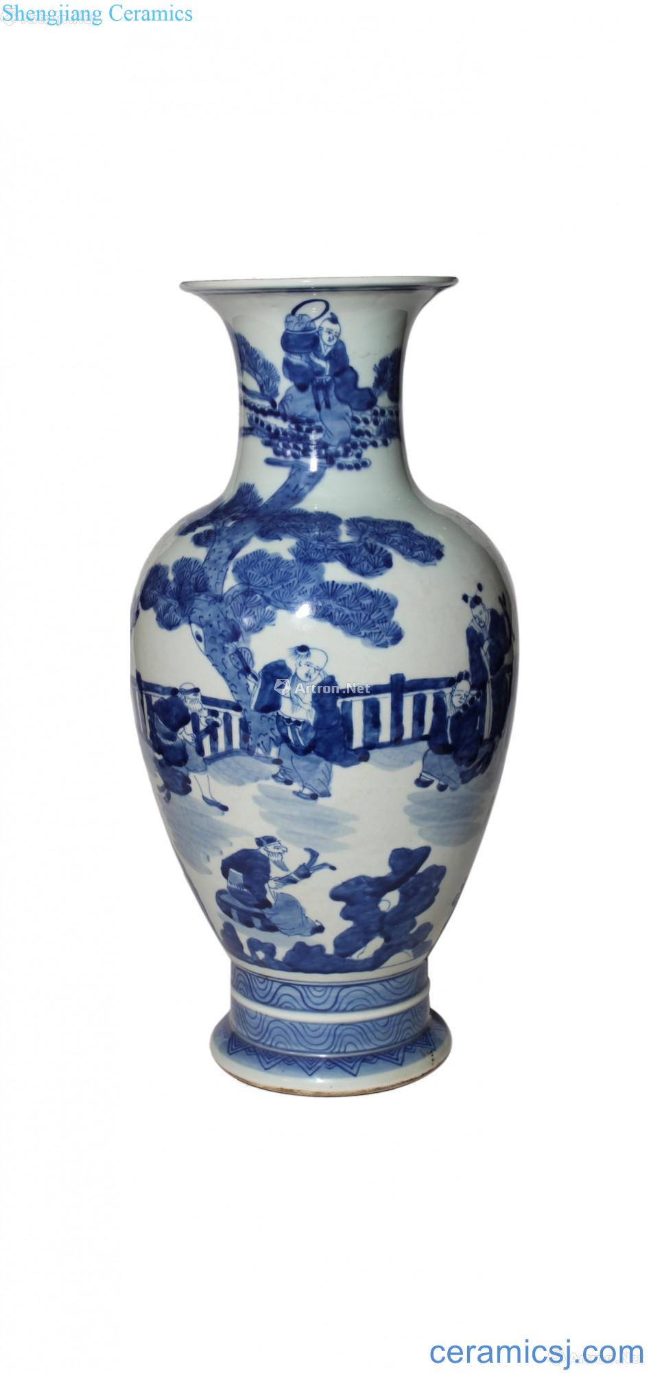 Stories of blue and white mouth bottle