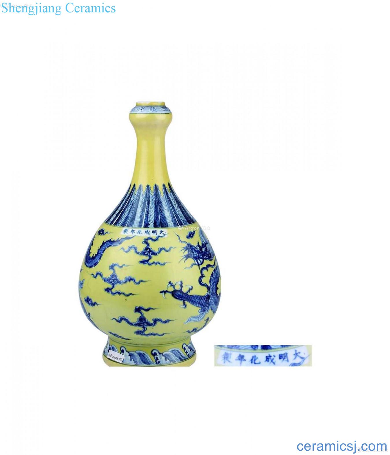 Yellow glaze blue dragon bottle of garlic