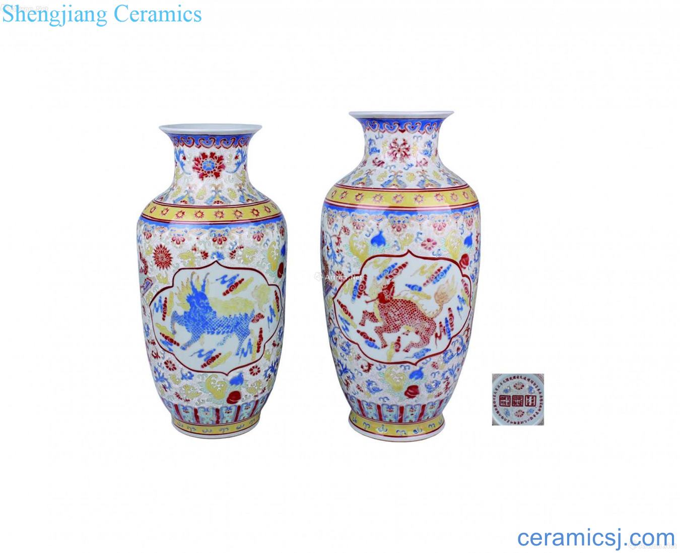 Blue and white color bas-relief kirin longfeng grain lash bottles