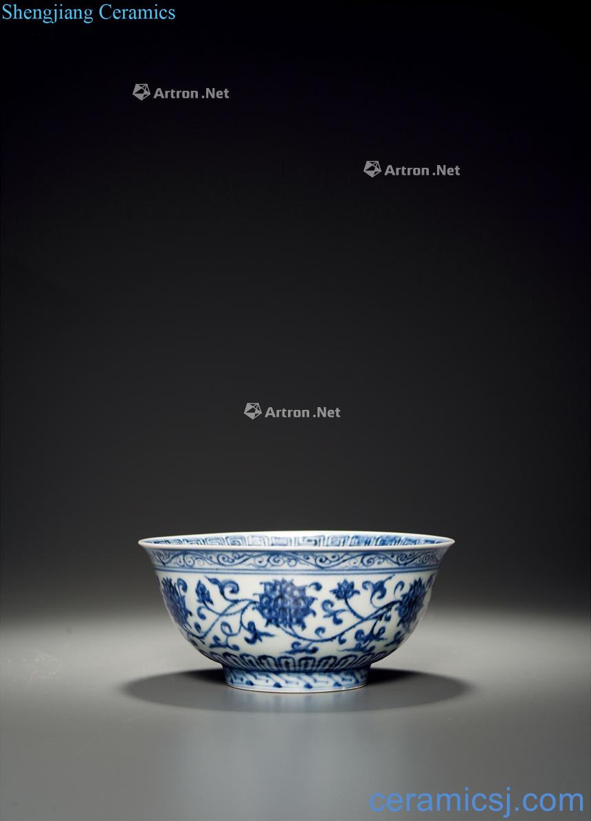 Ming yongle Blue and white branch flowers green-splashed bowls