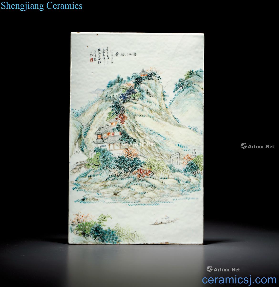 Qing cheng door painted ChangJiang scene porcelain plate painting