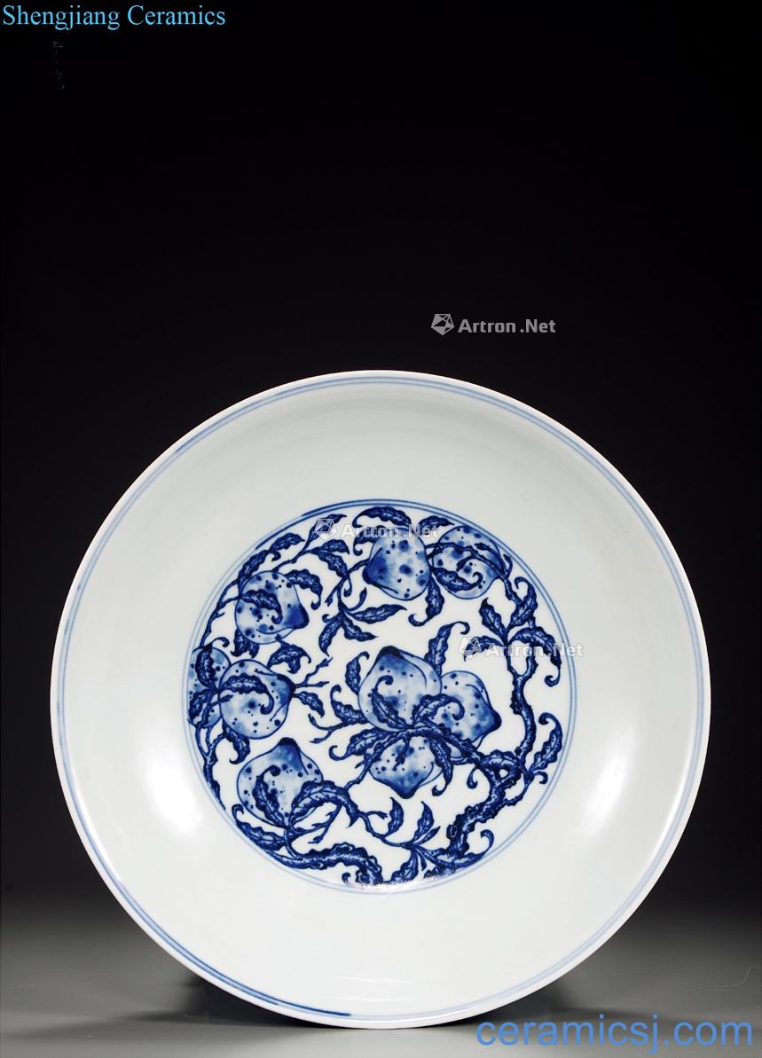 Qing qianlong Blue and white peach tray