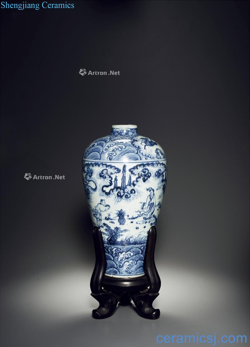 Ming blank period Blue and white plum bottle