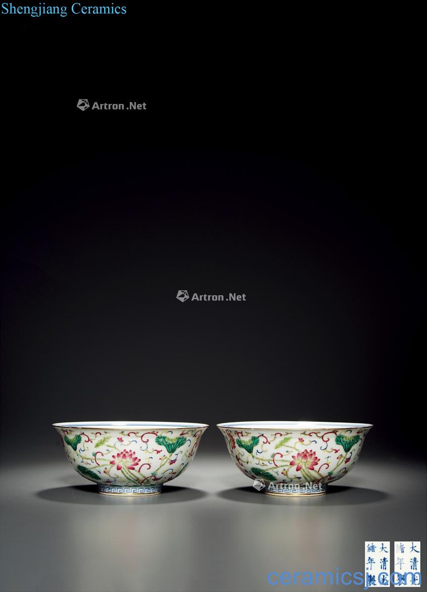 In the reign of qing emperor guangxu outside pastel blue lotus pattern bowl