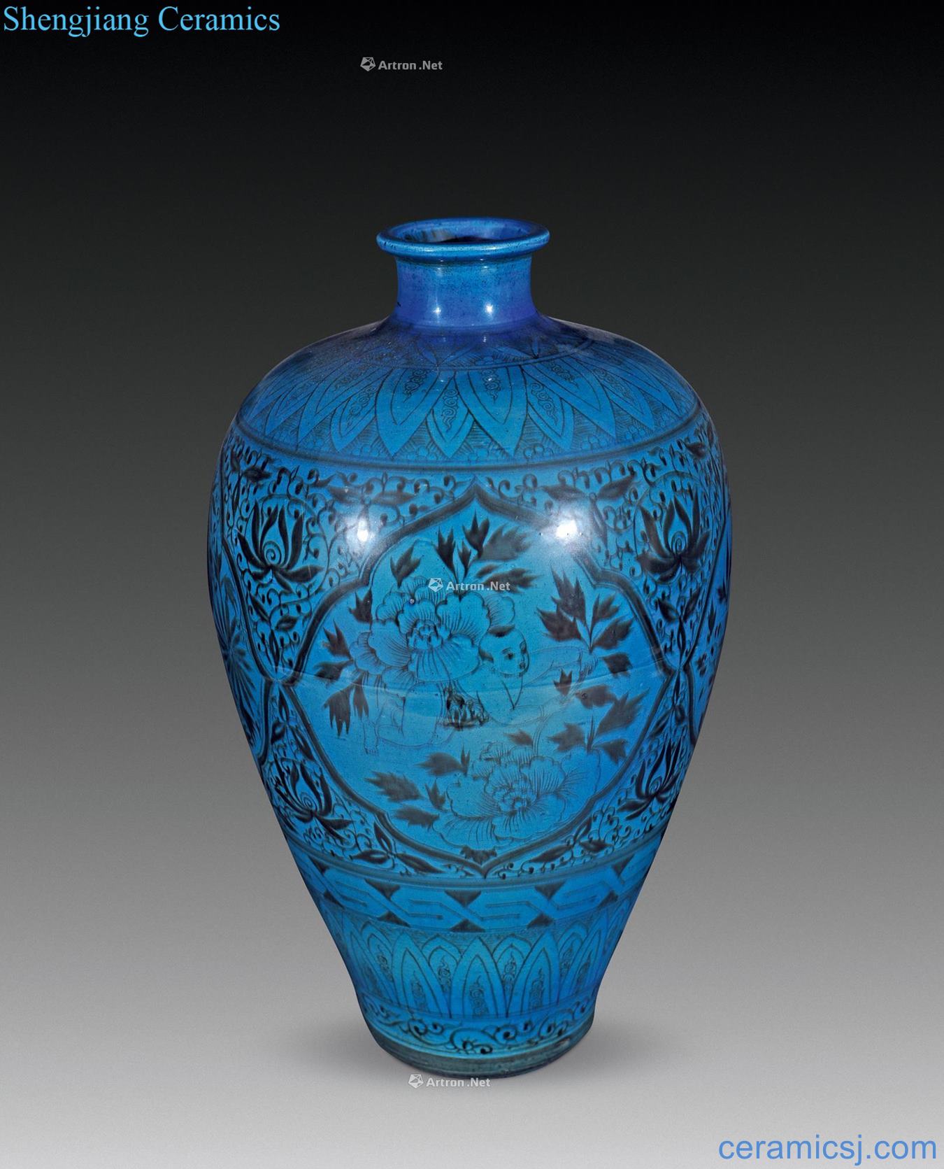 Ming The plum bottle of blue glaze blue baby play