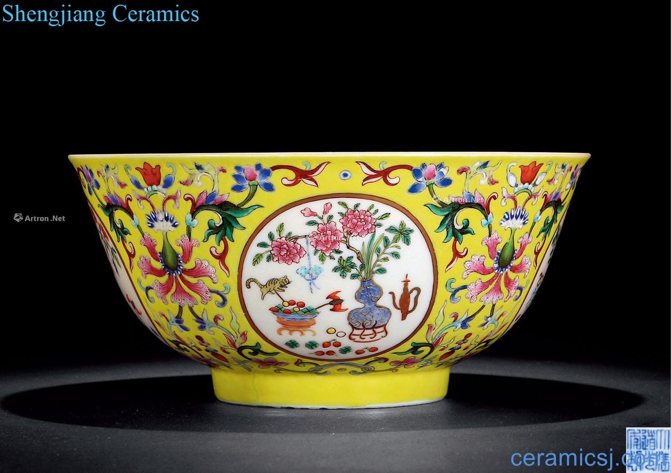 Qing daoguang To pastel yellow medallion antique bowl